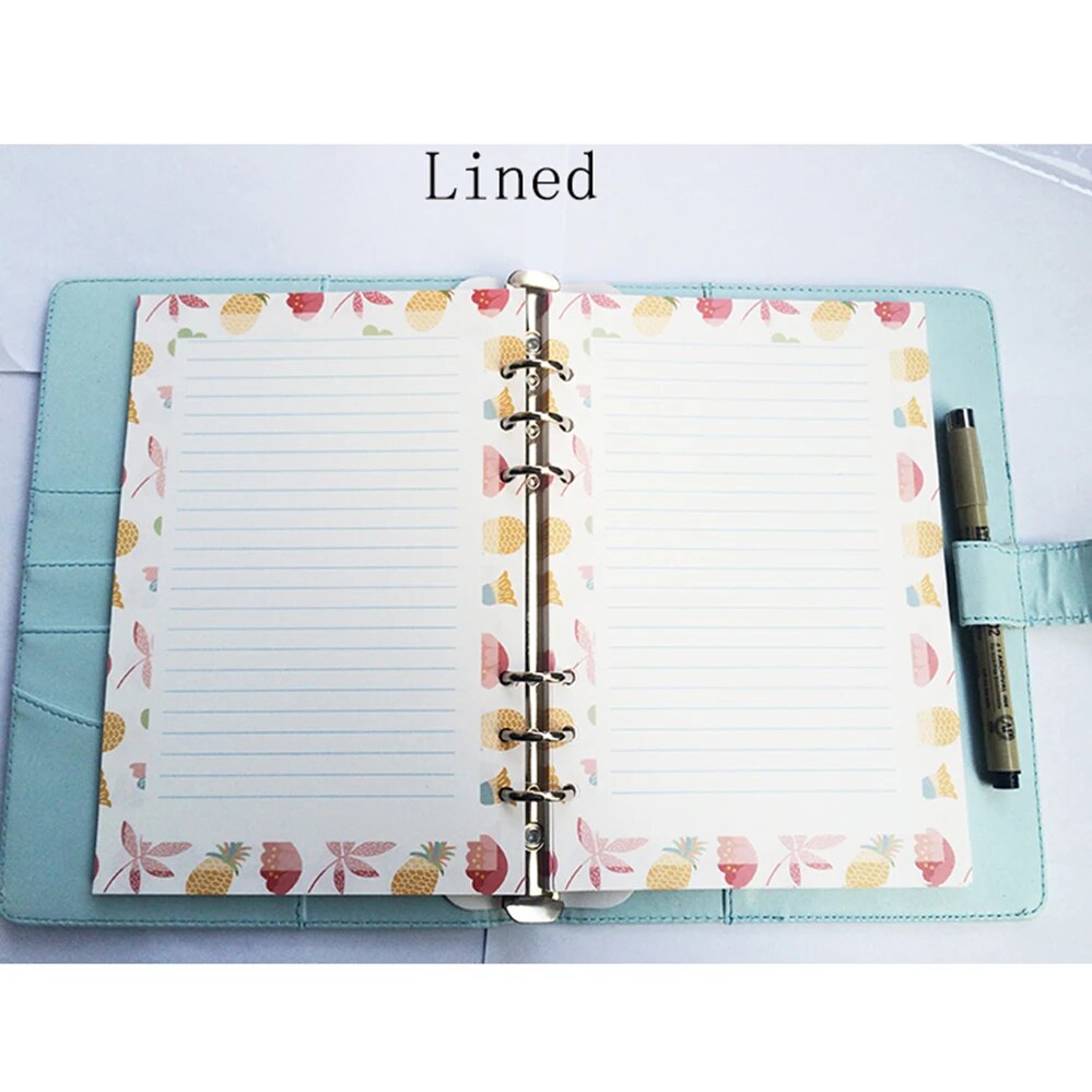 Rulers 80 Pages Scrap Booking Planner Organizer Refills Papers for 6-Rings Binder Notebook A5 A6 A7. 