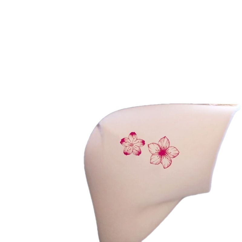 Sakura tattoo sticker waterproof long-lasting flower hand plain flower net red ins wind small fresh small pattern clavicle sticker. 