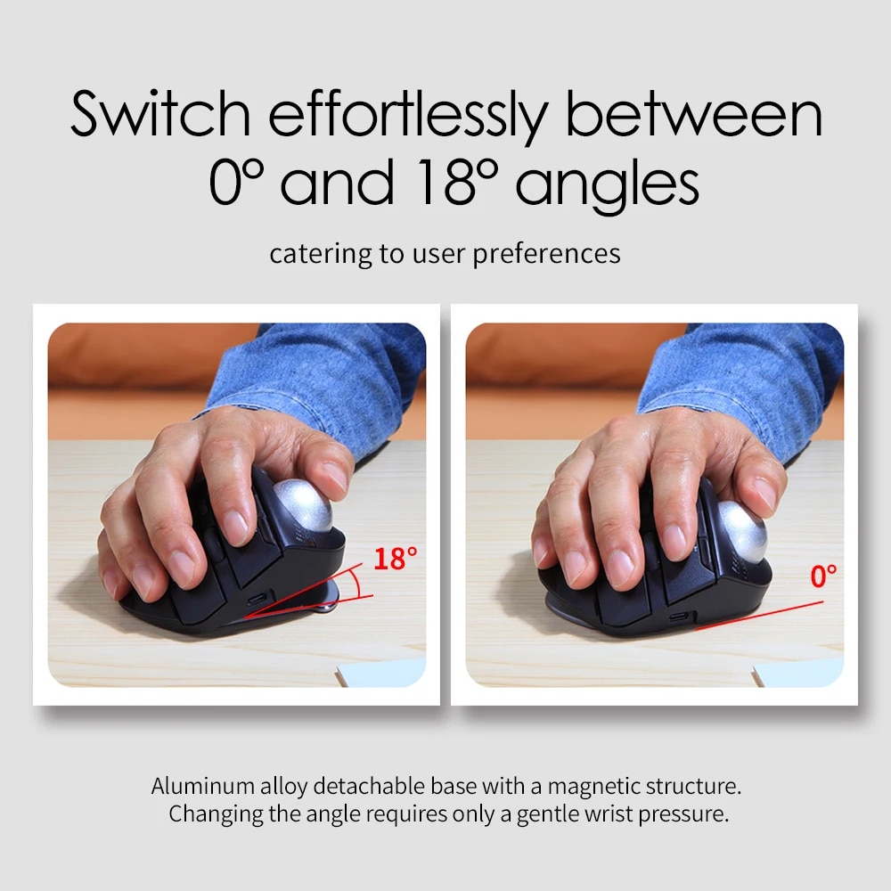 ZELOTES F-33 2.4G Wireless Trackball Mouse Bluetooth Mouse Easy Thumb Control Tracking Mice for Office Drawing Graphic Designer. 