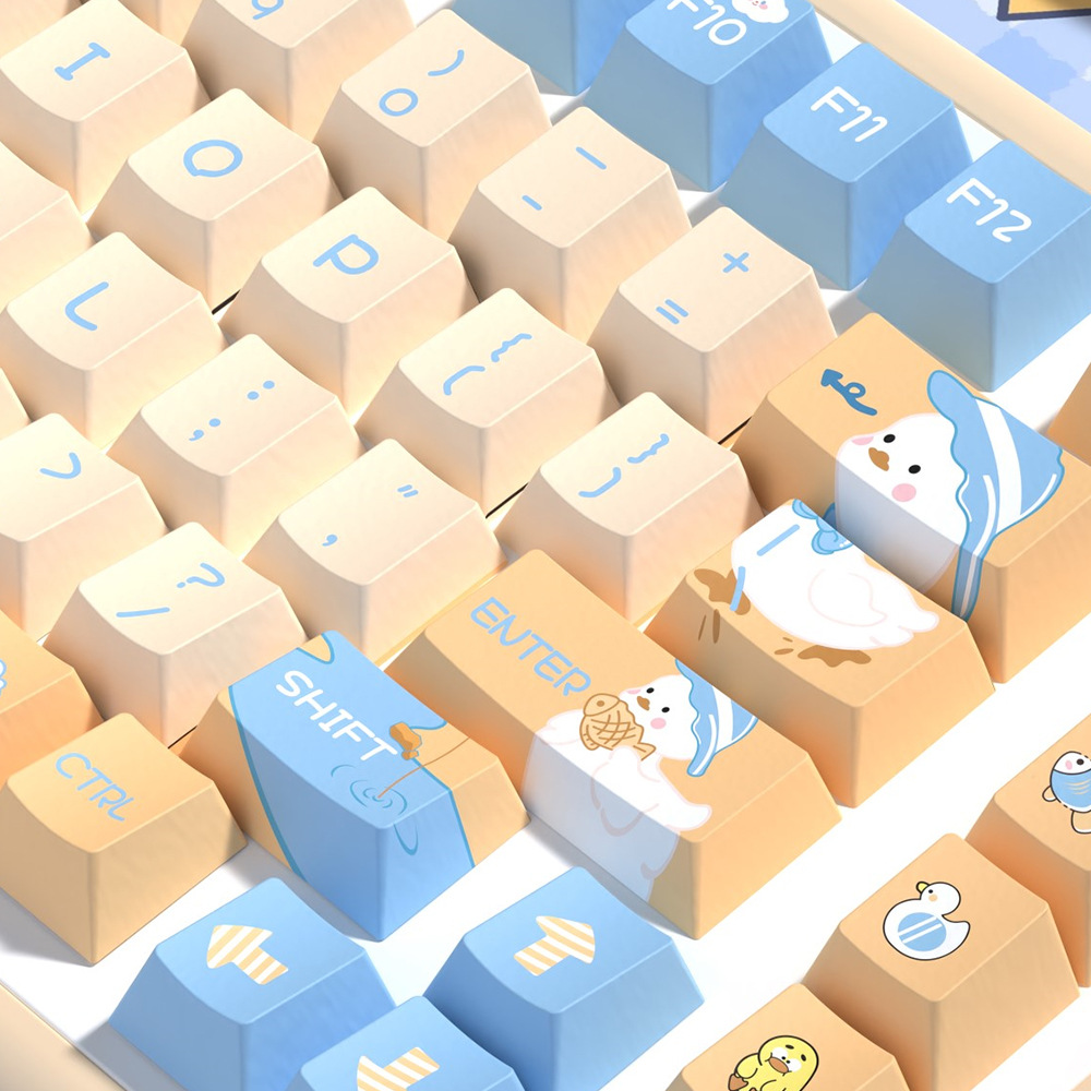Cute Duck Original Keycaps Original Highly Personalized Customized PBT Sublimation Mechanical Keyboard Caps. 