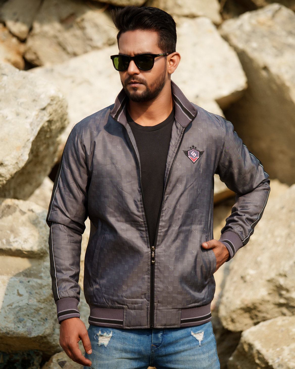 Shohure Dark Gray color Double part air proof jacket. 