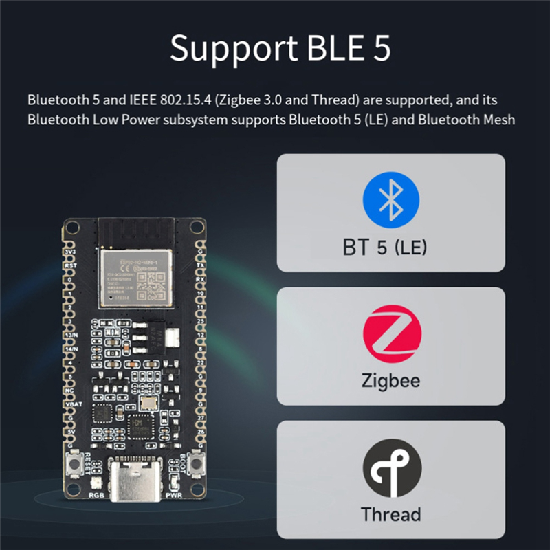 ESP32-H2 Development Board ESP32 H2 DEV KIT N4 M Module 4MB Flash Support BLE/Zigbee/Thread Wireless Communication, Easy to Use. 