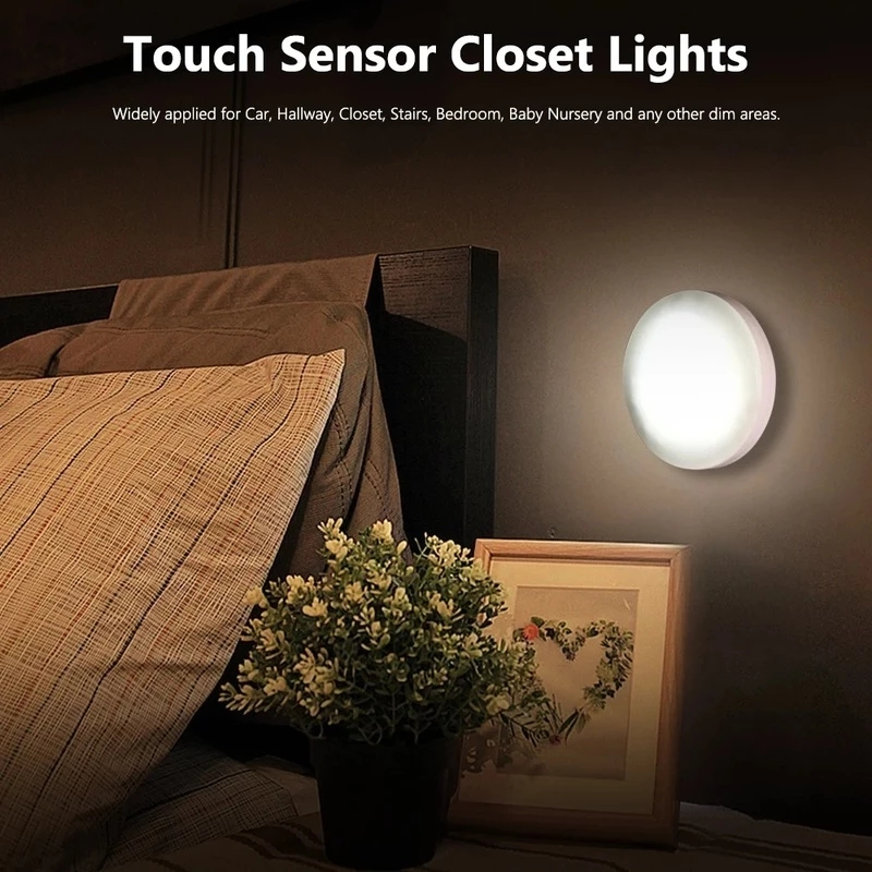 3 Mode LED Sensor Night Light Flashlight Magnetic Base Wall Light USB Rechargeable Round Portable Dimming Soft Light Night Light. 