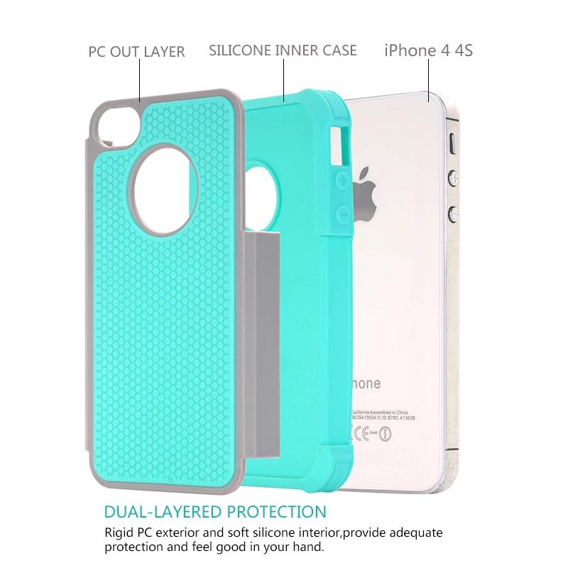 For iPhone 4 4S Case,WEFOR Hybrid Dual Layer Protective Case Cover with Hard Plastic and Soft Silicone for iPhone 4S iPhone 4. 