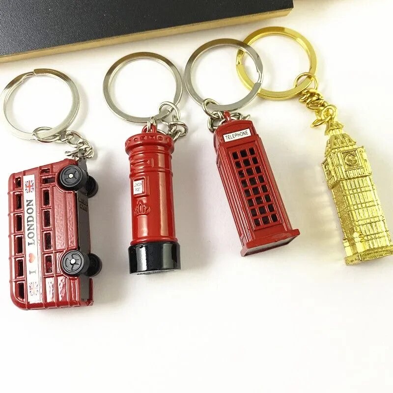 Classical London Red Bus Key Chain Post Mail Box Key Holder Telephone booth Charm Pendant Keychain For Men Party Gift Souvenir. 