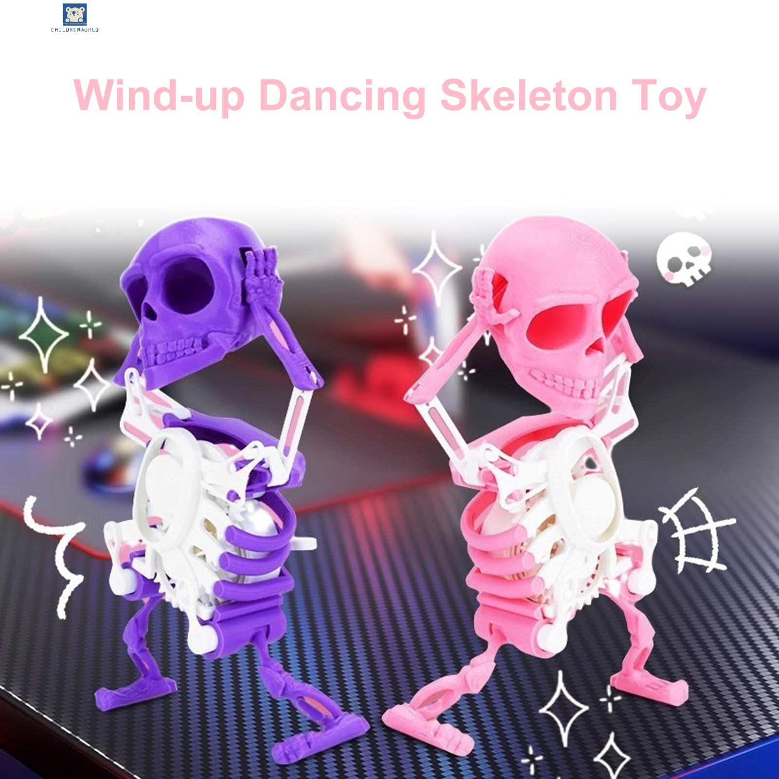 Childrenworld Skeleton Shape Toy Mini 3d Print Dancing Skeleton Toy Fun Clockwork Gift for Kids No Battery Needed Southeast Asian Buyers' Favorite Wind-up Skeleton Toy