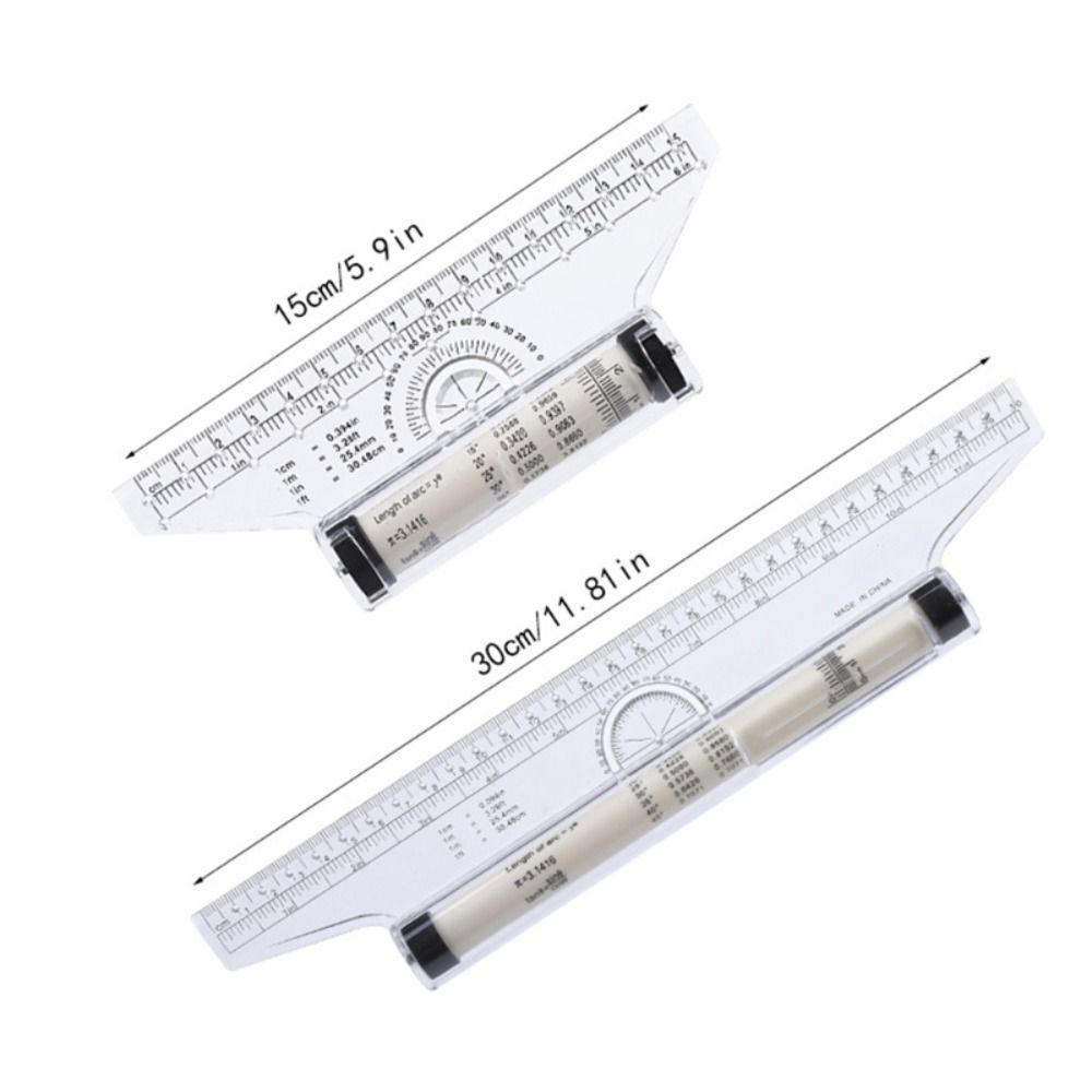 Transparent Parallel Roller Ruler Multi Function 15/30CM Plastic Stationery Scale Angle Balance Ruler Architectural Amour zii. 