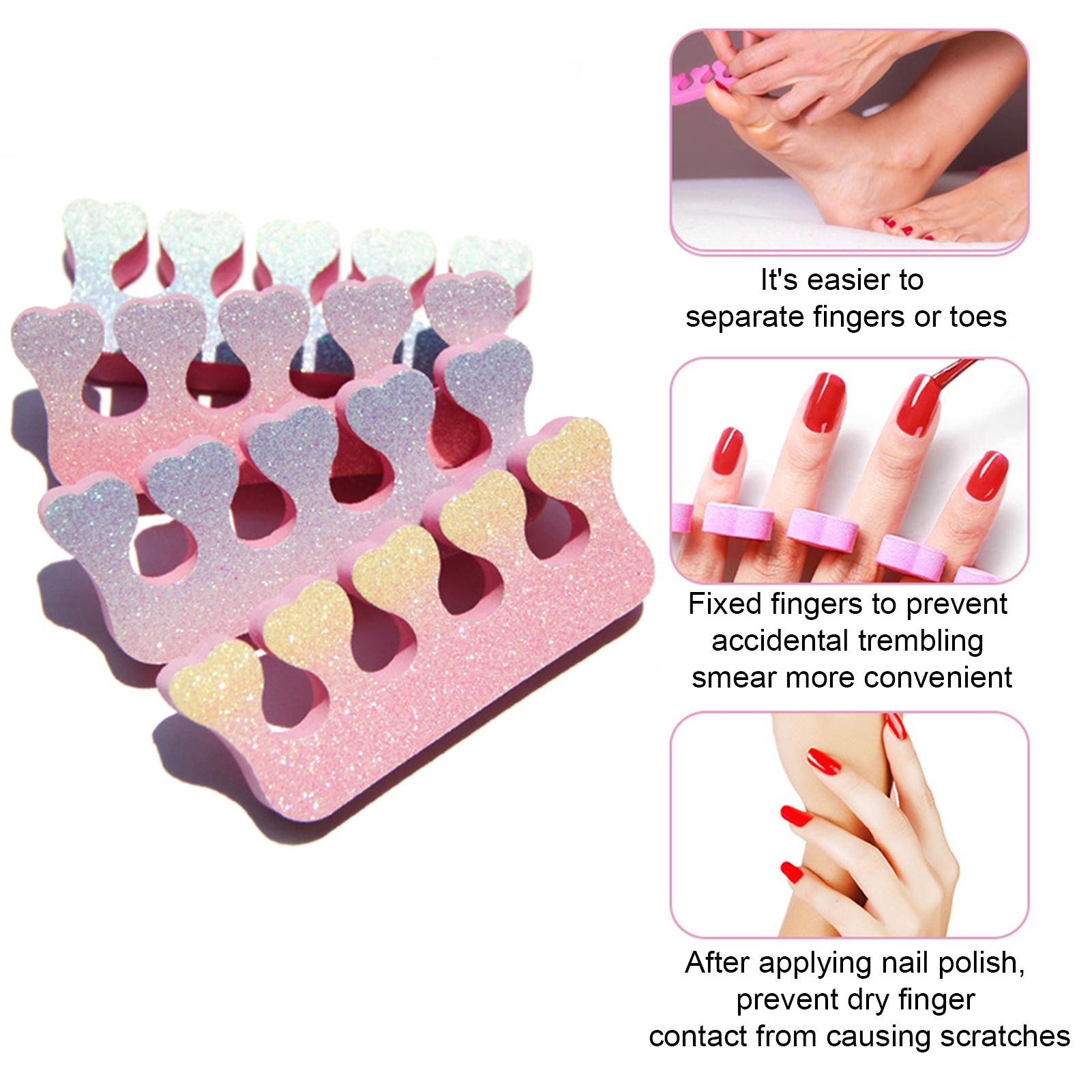 100pcs Gradient Color Toe Separators Easy to Use Beautiful Design Multifunctional Toe Splitters for Southeast Asian Buyers. 