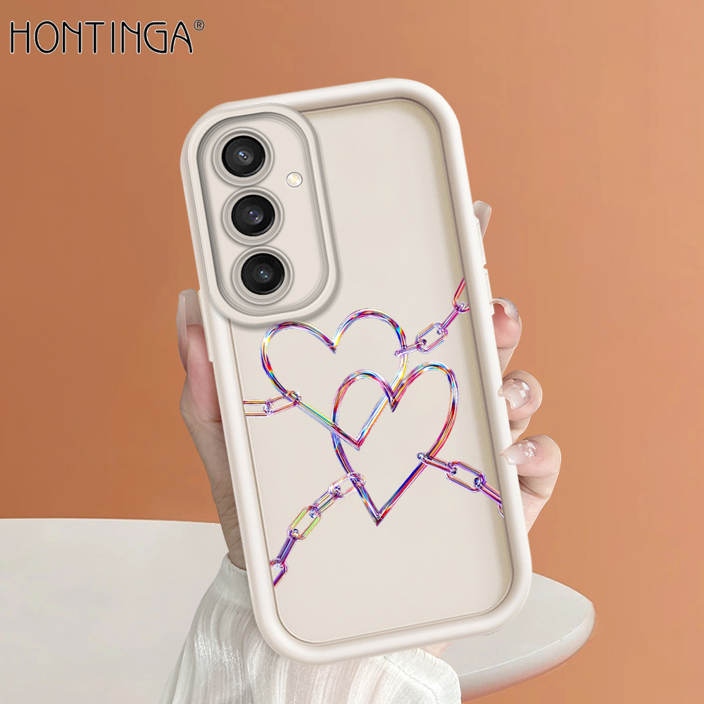 Hontinga for Samsung S23 FE 5G Back Cover Colorful Love Pattern Ladder Soft Camera Protection Rubber Phone Case