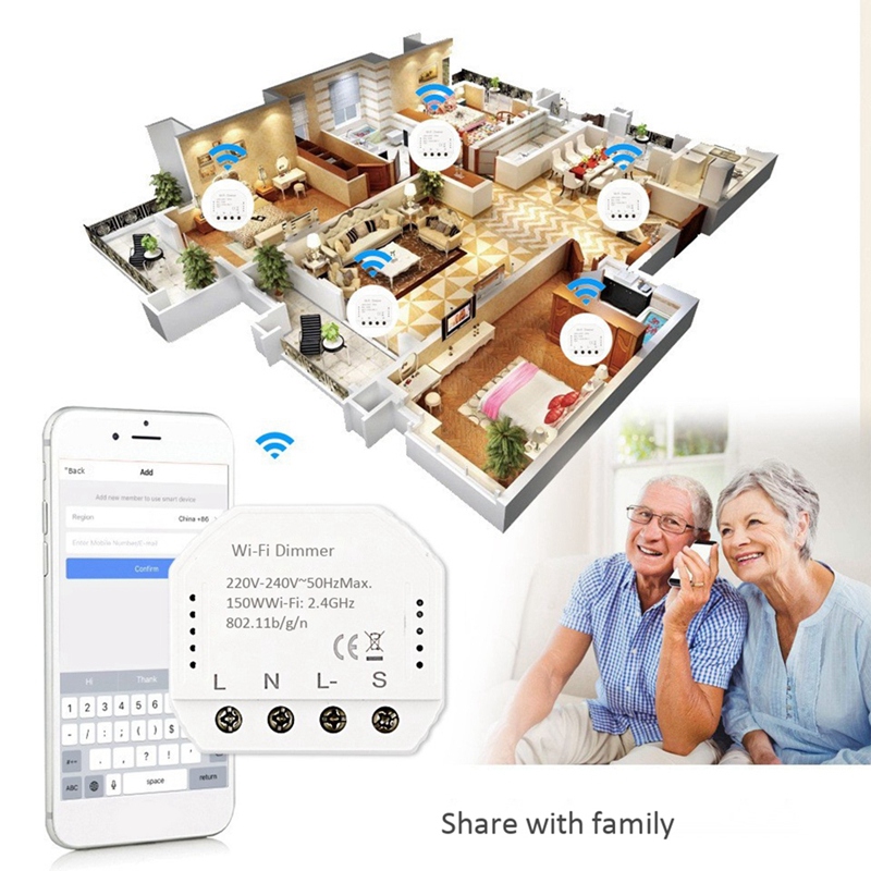 Smart WiFi Light LED Dimmer for Switch Smart Life/Tuya APP Remote Control 1 Way Switch,Works for Alexa or Google Home. 