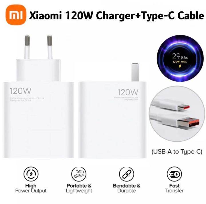 120W Charger Turbo Charge EU Adapter Fast Charging For Poco F4 GT MI 11T 12S 13 Pro Redmi Note 11 12 Pro