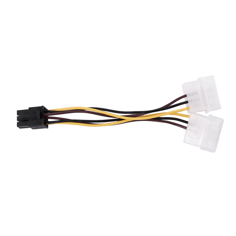 A Dual 4-Pin Molex IDE to 6 Pin PCI-E Graphic Card Power Connector Cable Adapter. 