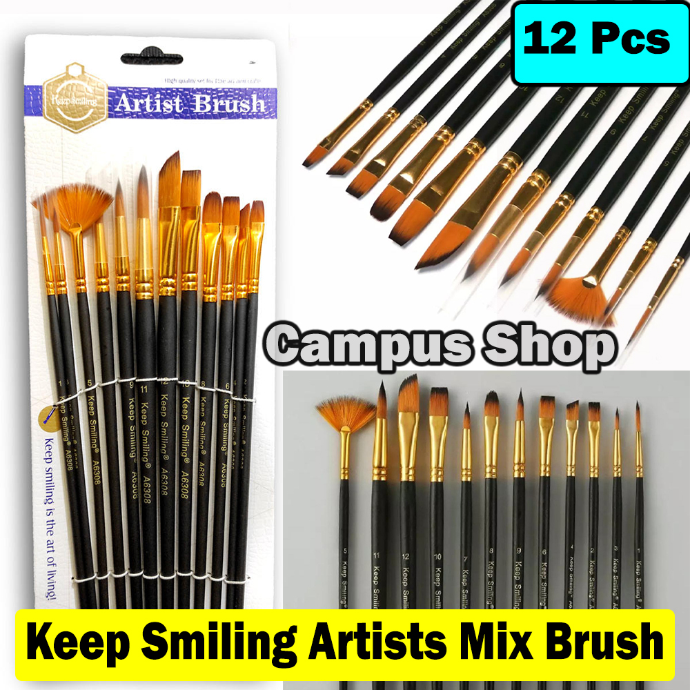 Keep Smiling 12pcs Mix Brush Tuli Set for Artists- KeepSmiling. 