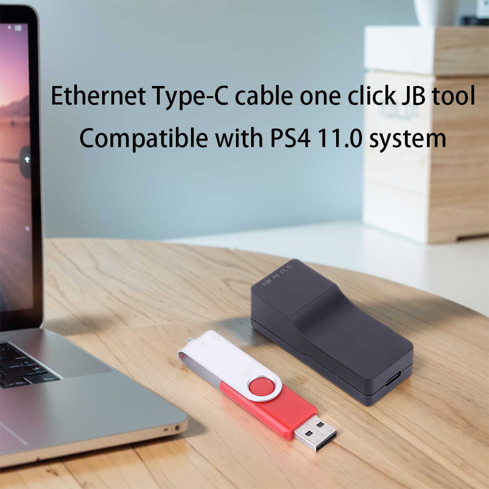 USB Dongle with Ethernet Type-C Cable One-Key JB Tool Mod Kit USB Dongle JB USB Adapter Set for PS4 11.0 FW System. 
