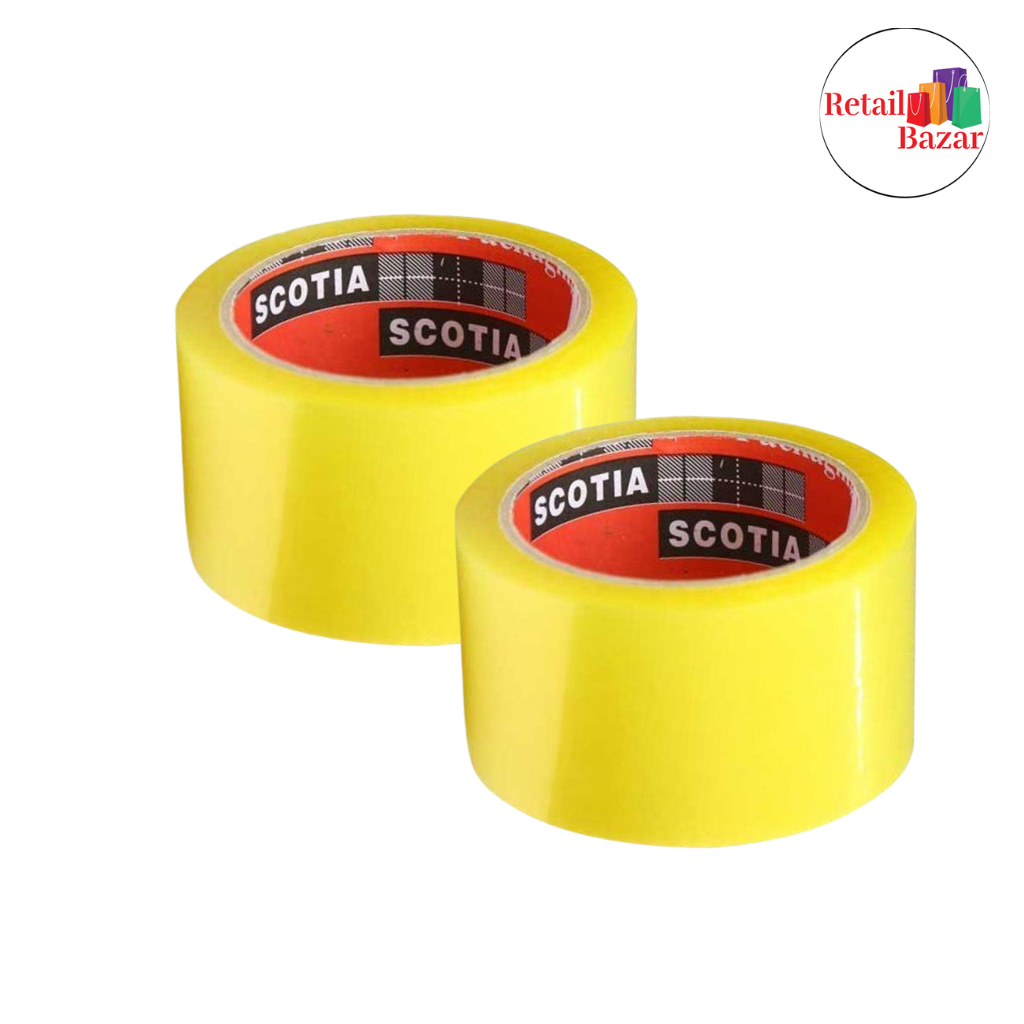 2 pcs 2.5 Inch 140 Meter Yellow Gum Tape for Carton Binding. 
