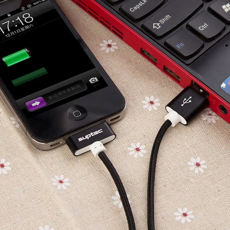 SUPTEC 2M 3M USB Cable for iPhone 4 4S 2.4A Nylon Braided 30 Pin Fast Charging Data Charger Cable for iPad 1 2 3 iPod Nano Cord. 