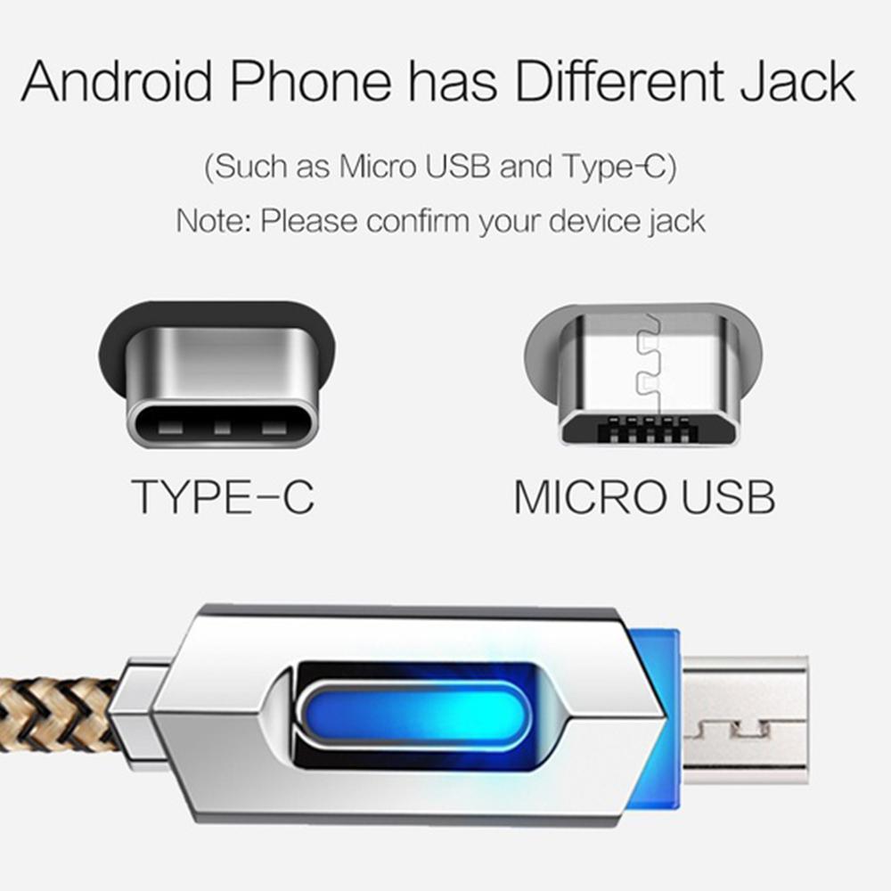 Smart USB Charging Cable, 1M/3.2FT Micro Nylon Braided Syn Auto Disconnect Charger Cord With LED Lighting Indicator For Mobile Phone. 
