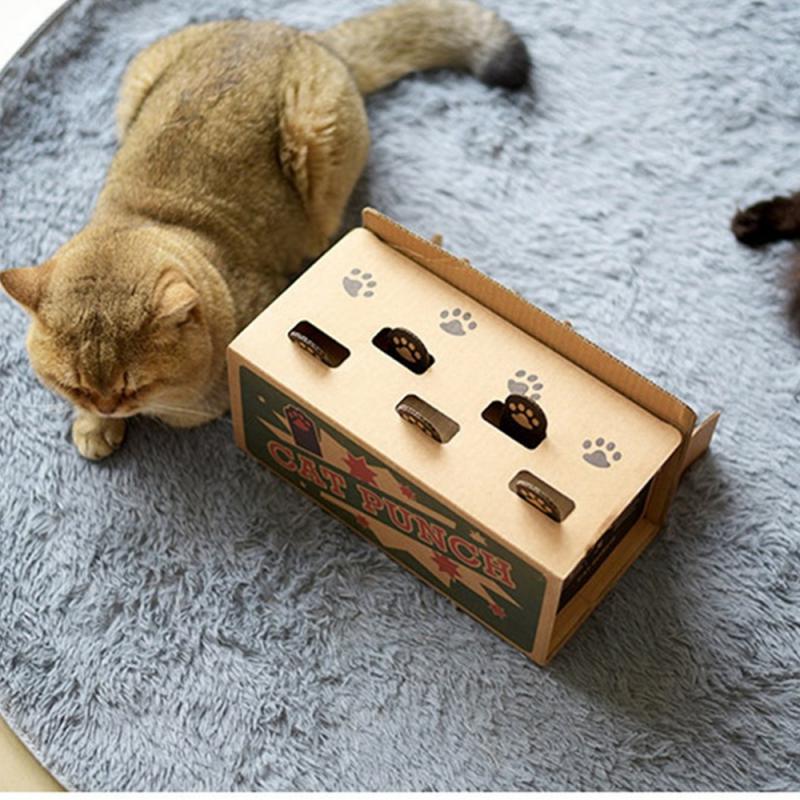 Small Treat Exercise Training Cat Toy Funny Cat Punch Scratch Interactive Mole Mice Game Toy Mouse Up Puzzle Pet Supplies. 