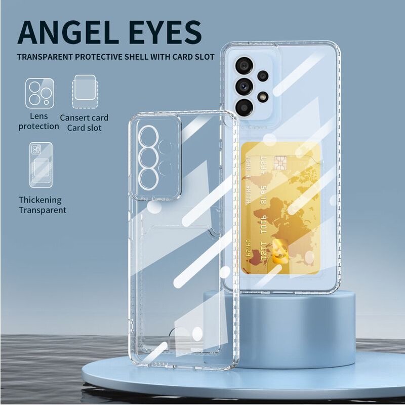 lthmy for Samsung Galaxy A22 4G Phone Casing Back Cover Card Slot Shockproof Bumper Soft TPU Flexible Silicone Clear Transparent Simple