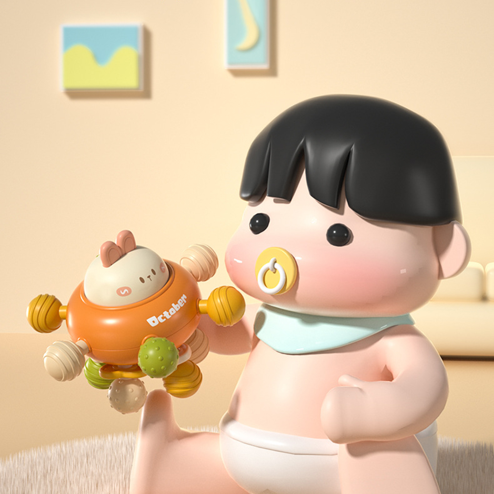 Vist Fox Child Ball Toy Multifunctional Soft Teether Sensory Training Toy