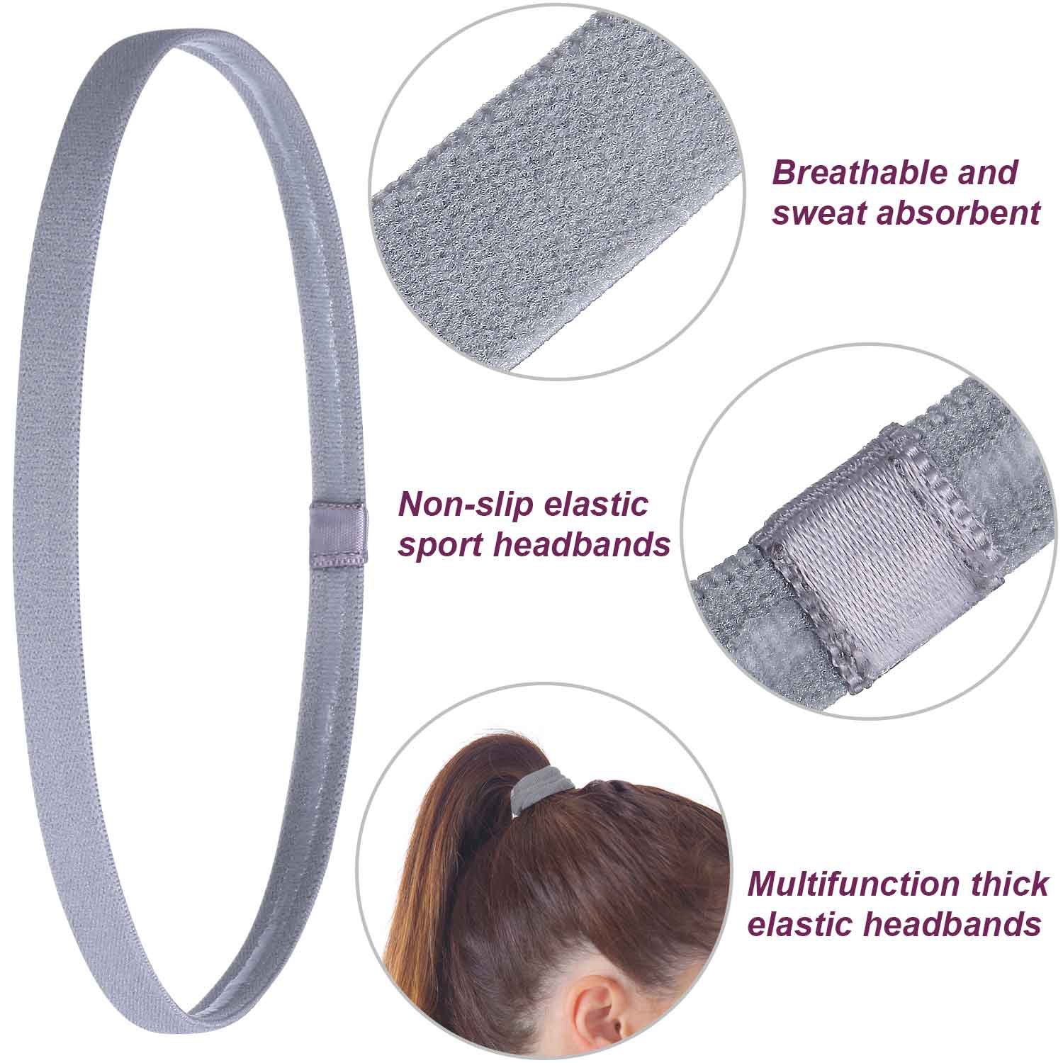 Lusy DM 24 Pieces Thin Elastic Headbands Non-Slip Elastic Sport