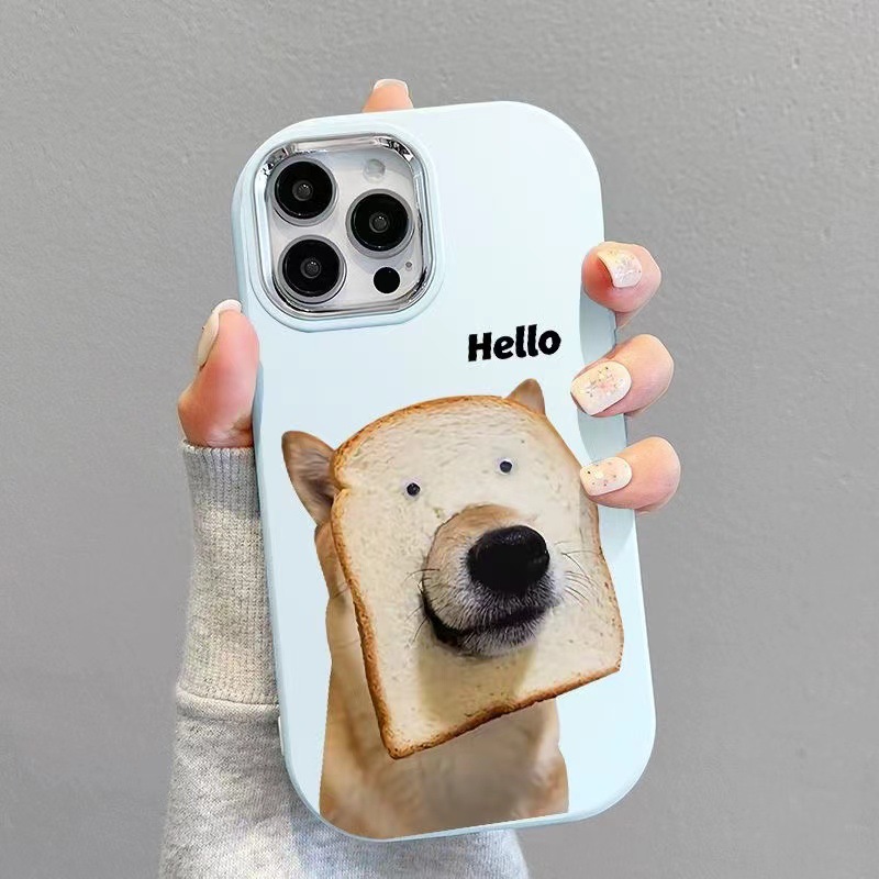 Funny Emoji Bread Shiba Inu for Apple 14promax Phone case 12/13 All-Inclusive Soft Shell iPhone15. 