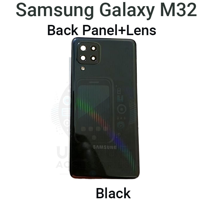 For Samsung Galaxy M32 Side Frame + Back Panel Housing + Camera Glass Back shell Replacement Spare Parts. 