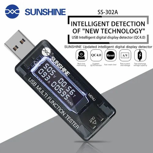 SUNSHINE SS-302A Digital Dispay USB Tester Current Voltage Charger Capacity Doctor Quick Charge Power Bank Meter Voltmeter. 