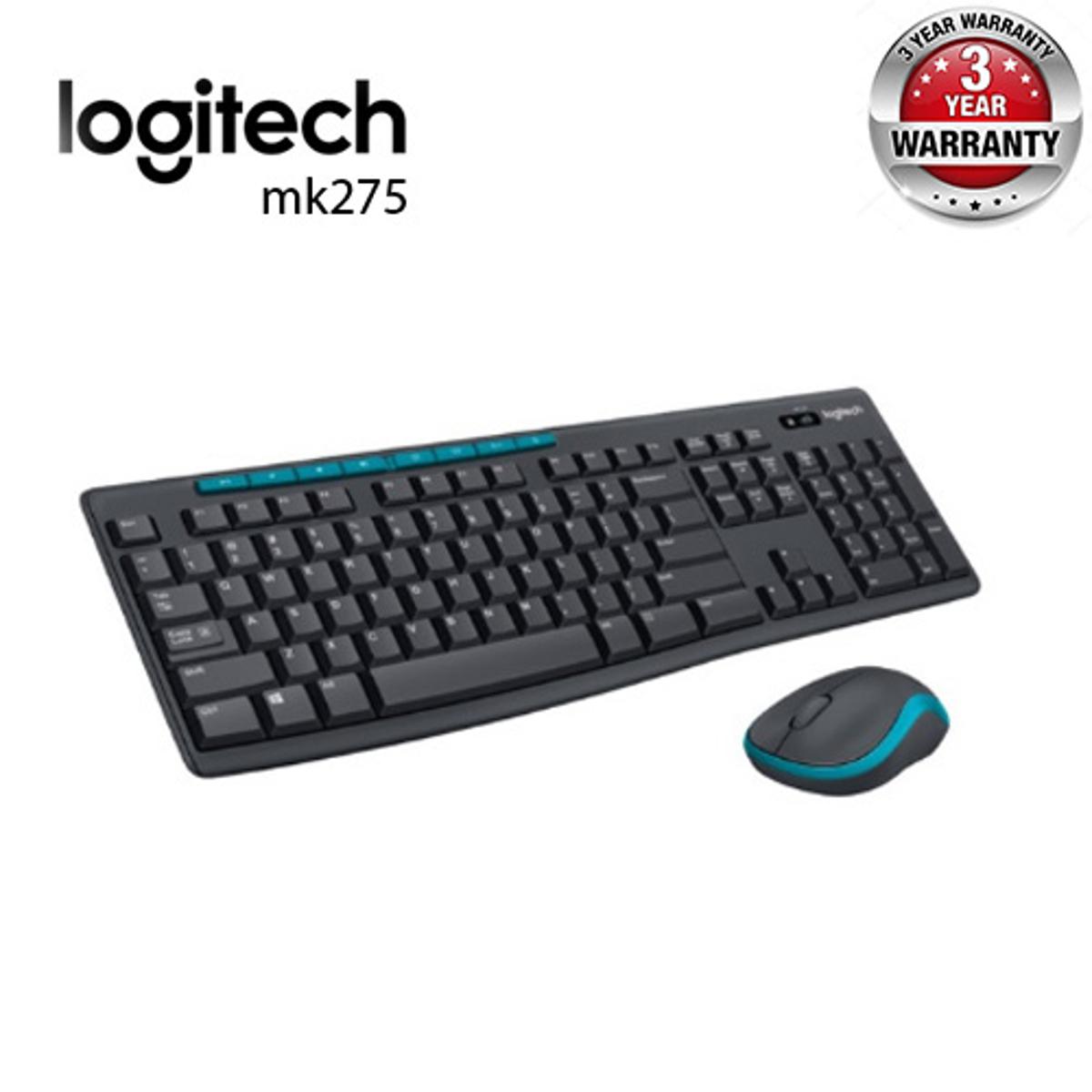 Logitech MK275 Wireless Keyboard and Mouse Combo,  2.4 GHz Wireless, Compact Wireless Mouse, 8 Multimedia & Shortcut Keys, Black