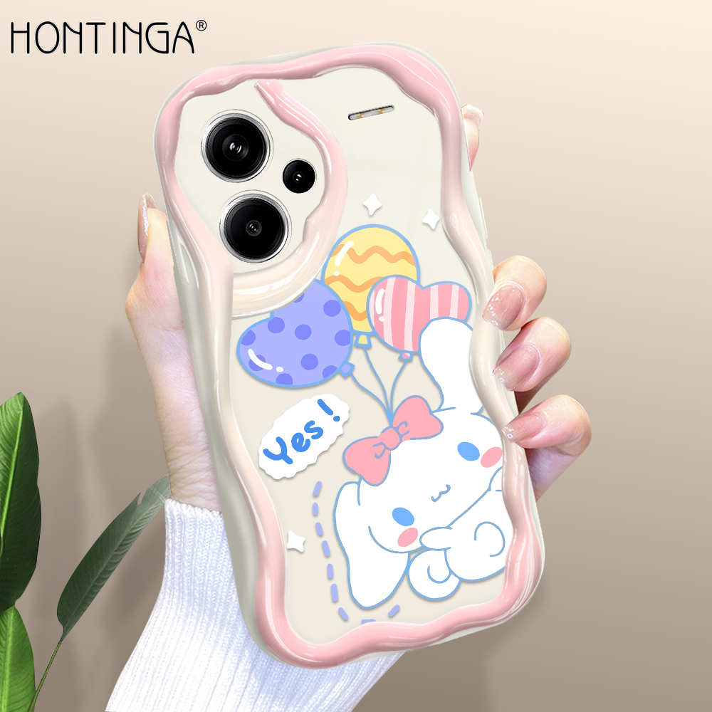 Hontinga for Redmi Note 13 Pro+ Note 13 Pro Plus 5G Back Cover Cute Cinnamoroll Cream Texture Phone Case Wavy Edge Soft Silicone Cover