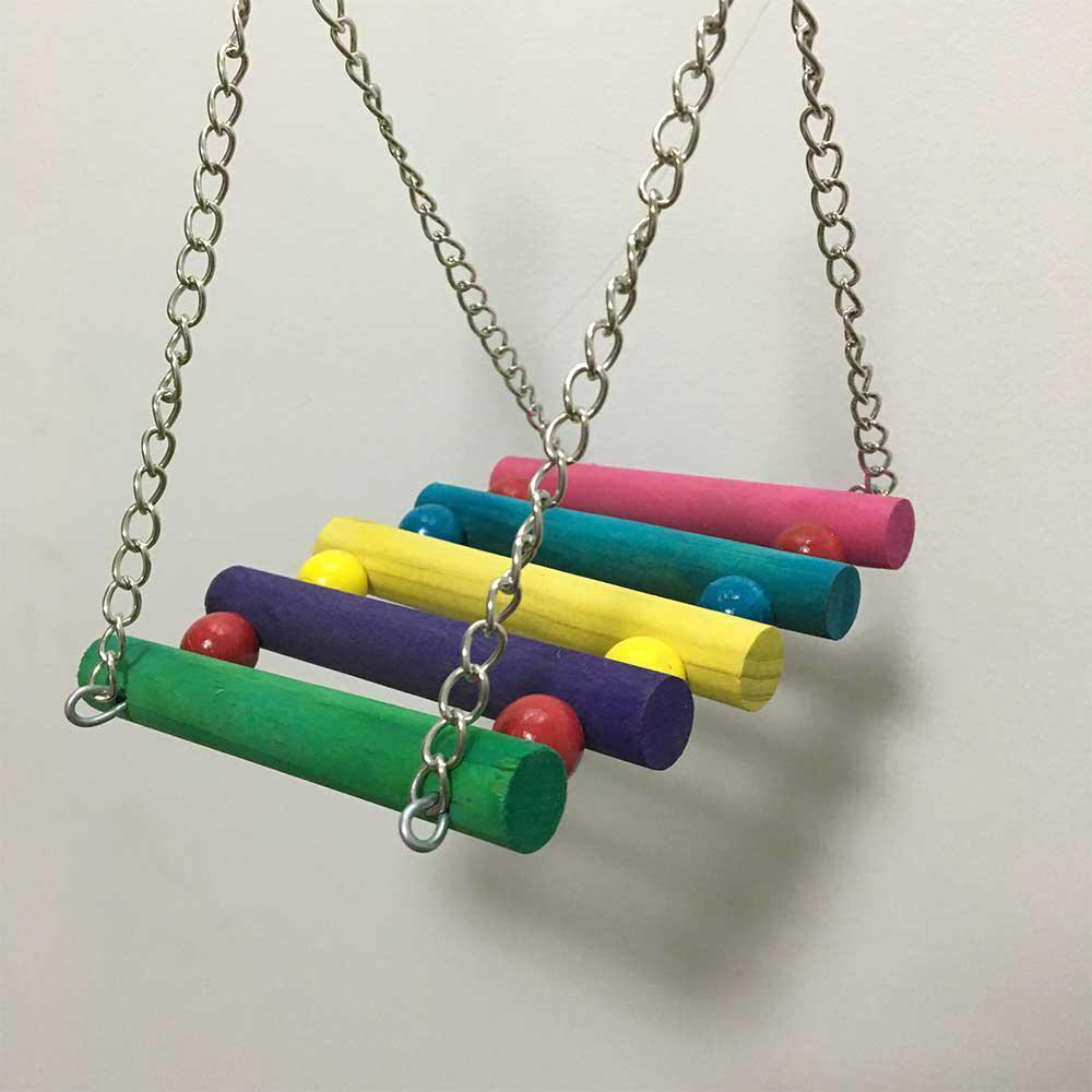 Bird Toys, Parrot Cage Hammock Hanging Bell Toy Colorful Swing Bell String Rattan Ball Bite String Toy 5pcs. 