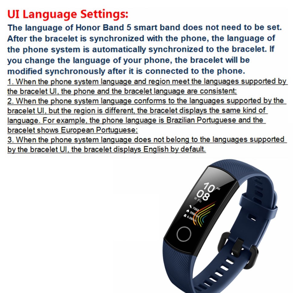 Huawei Honor Band 5 Smart Wristband With Oximeter AMOLED Touch Color Screen Swim Posture Detect 5ATM Waterproof - Global Version. 