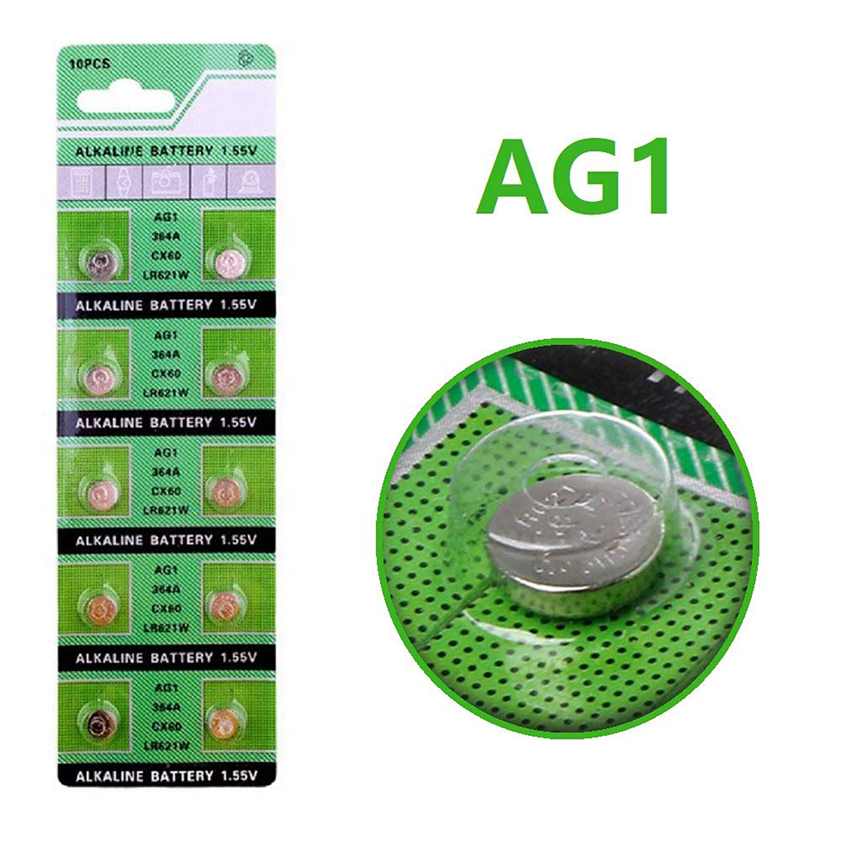4PCS Watch Battery 1.55V AG1 / 364A / LR621W / SR621SW / CX60 /LR60 Alkaline Button Cell Batteries. 