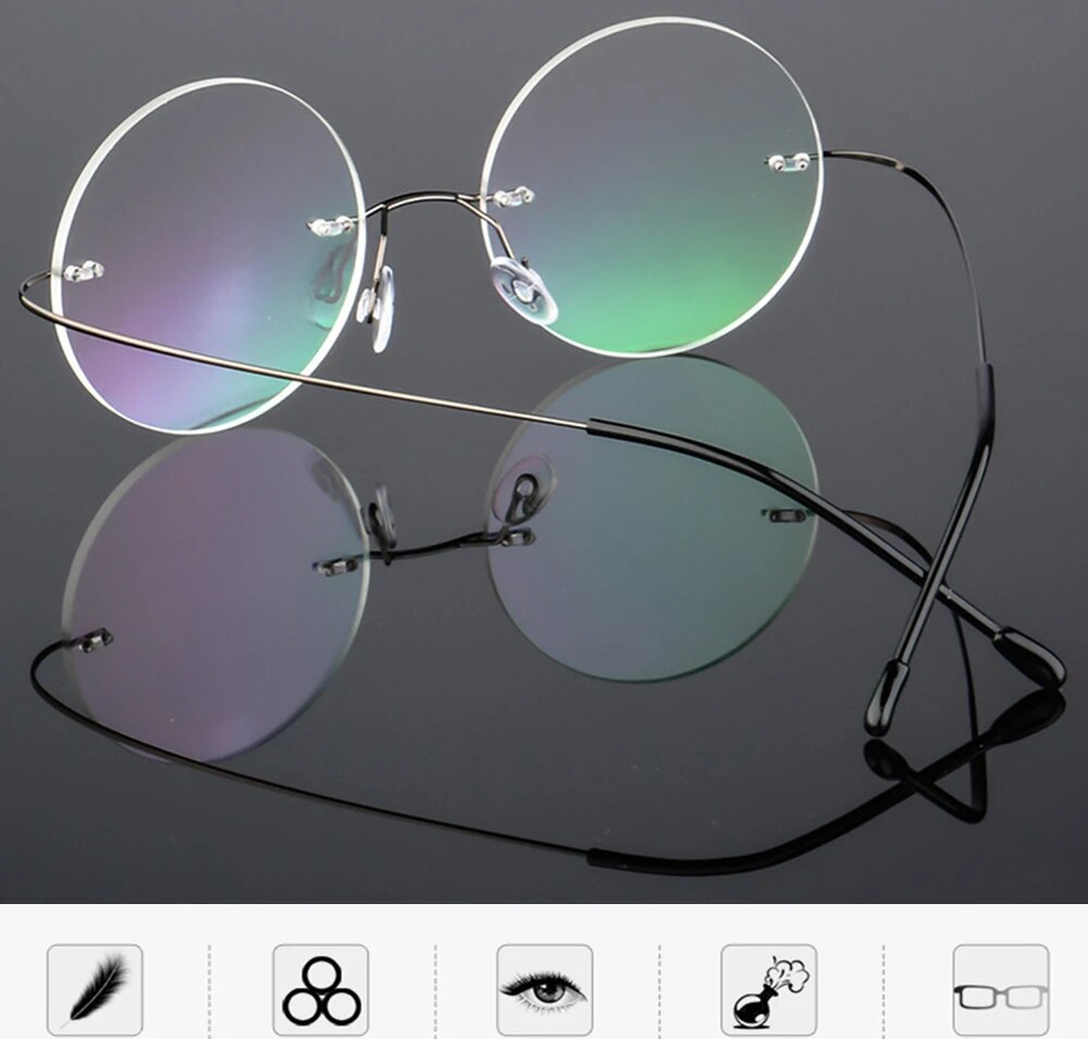 （New）Clara Vida Rimle Ultra-light Round Progreive Multifocal Reading Glae MEN TITANIUM ALLOY ee Near And Far ADD  1 To  4. 