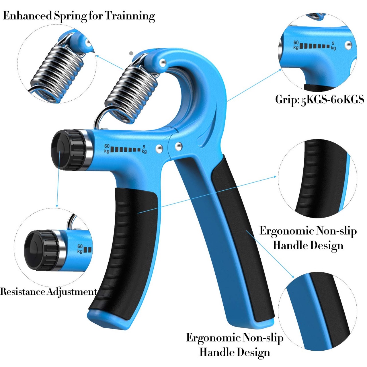 Adjustable Hand Grip 5-60Kg - Strengthen Your Grip With Precision And Comfort Using This Adjustable Hand Grip. 