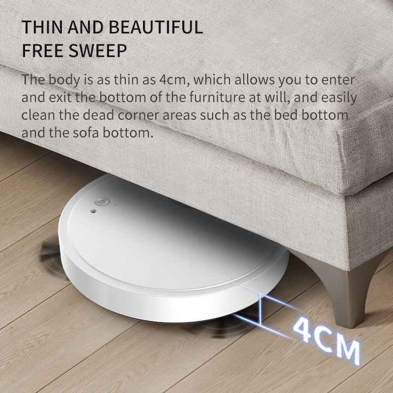 Bowai Smart Robot Vacuum Cleaner OB12 Intelligent Sweeping Robot Thin And Thin Three-In -One 1500pa Large Suction Home Appliance-OB12 White. 