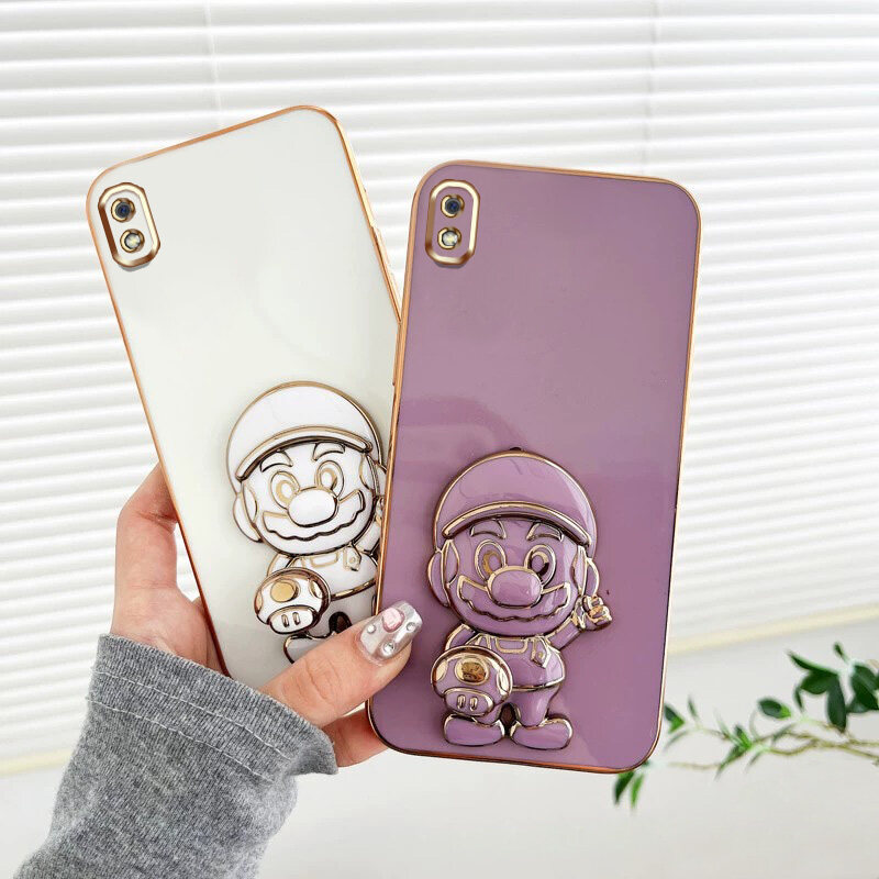 AnDyH For Samsung Galaxy A10 M10 A01 M01 Case 3D Stereo Super Mario Stand Phone Case. 