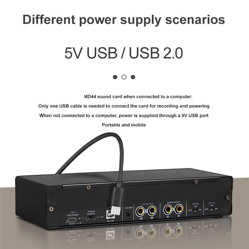 1Set Audio Interface Sound Card for Recording Professional Portable with Loopback Monitor for Audio Equipment. 