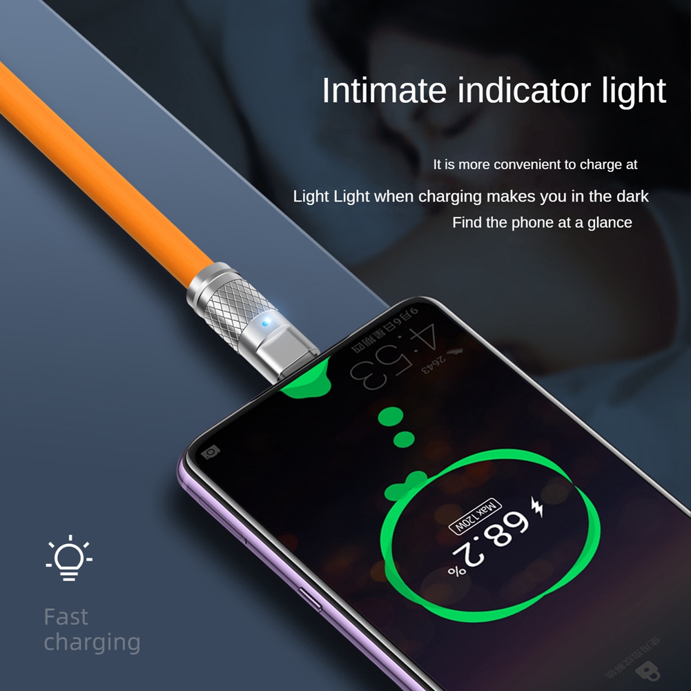 120W 6A Super Fast Charge USB C Charging Cable USB Type-C Charging+Data Transfer 2-In-1 Mobile Phone Cable Orange(1M). 