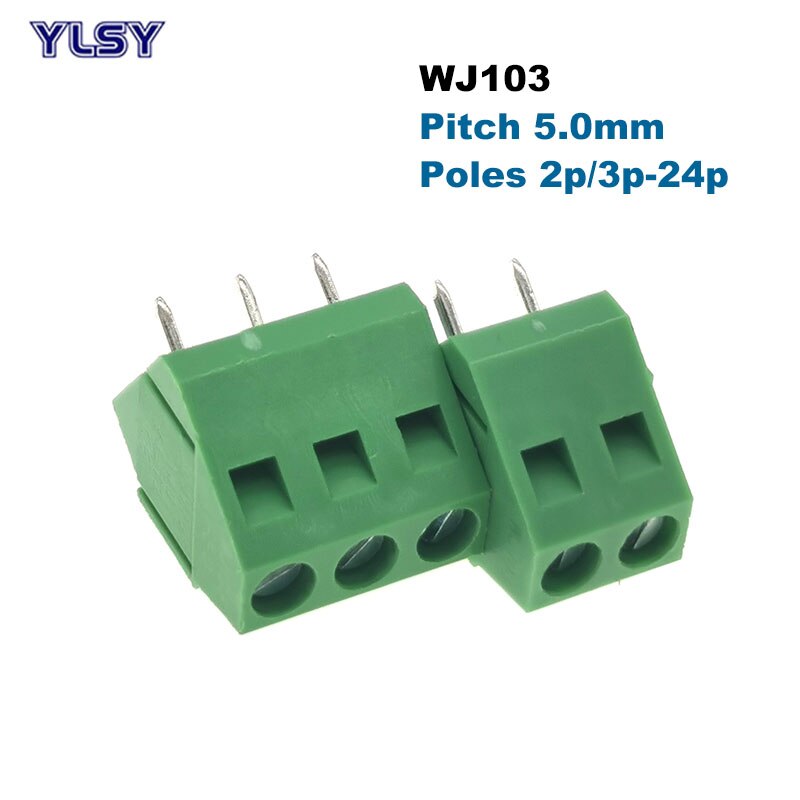 5Pcs Pitch 5.0mm Screw Terminal Block Wire Connector Straight Right Angle Pin 2/3P Morsettiera Cable 1.5/2.5mm2 10-20A. 