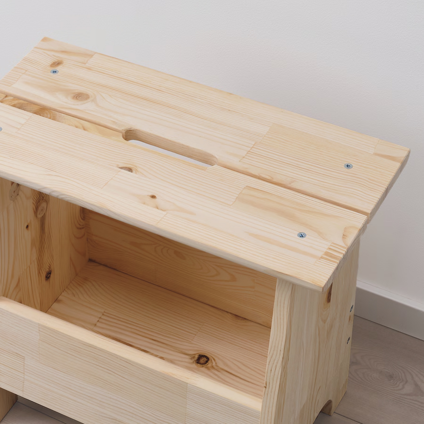 PERJOHAN Stool with storage, pine Melamine Laminated Board (Standard Size). 
