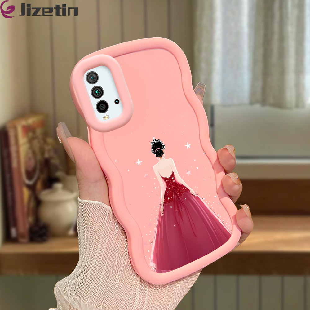 Jizetin for Redmi 9T Redmi 9 Power Back Cover Crown Girl Macaron Bright Color Wavy Shape Soft Mobile Phone Cases