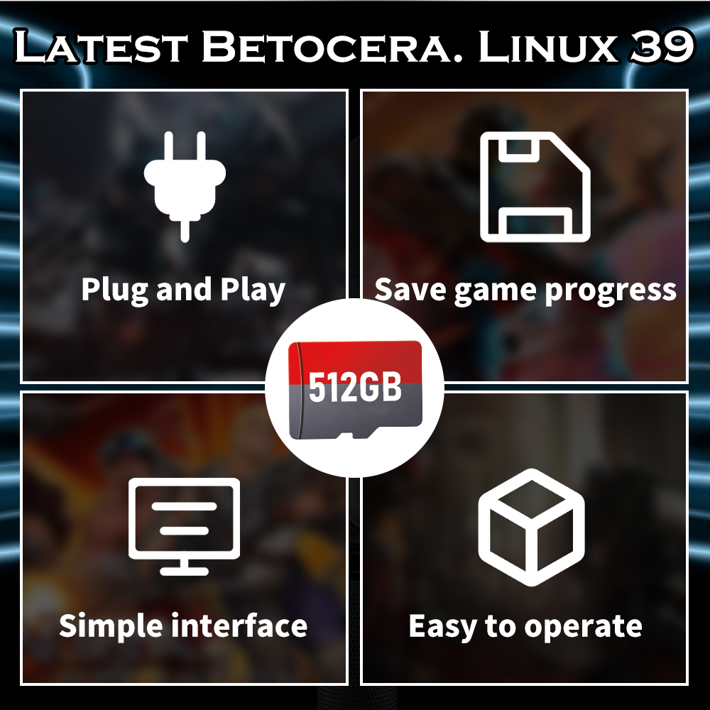 512G Gaming TF Card With 51400 Retro Games Batocera Memory Card For Steam Deck/PC/Laptop/Handheld Consoles For PS3/PS2/3DO/WII. 