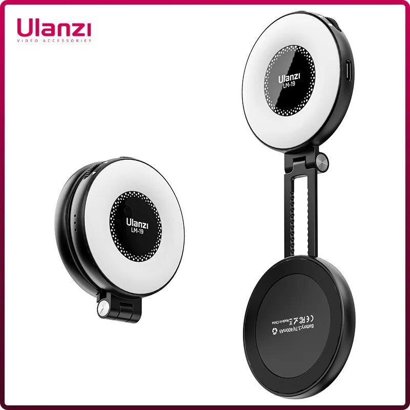 Ulanzi LM19 MagSafe Video Light Bi-Color Selfie Light for iPhone 15 14 13 Pro Max Flip Fill Light As Phone Stand for Video Vlog