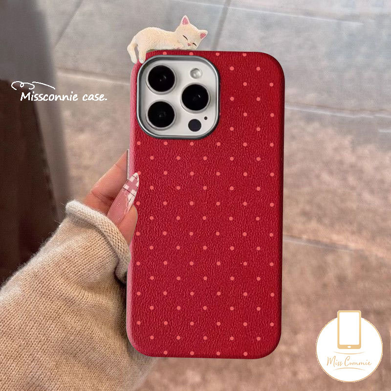 Creative Pink Dots Cat Case for Realme C63 C35 C65 C61 C53 C67 C51 C55 C15 Note 60 50 C20 C25 C31 C30 C21 C11 C17 C25Y C3 C21Y 11 12 5s 6i 7i 5i 5 Narzo 20 3D Doll Cute Cat Case. 