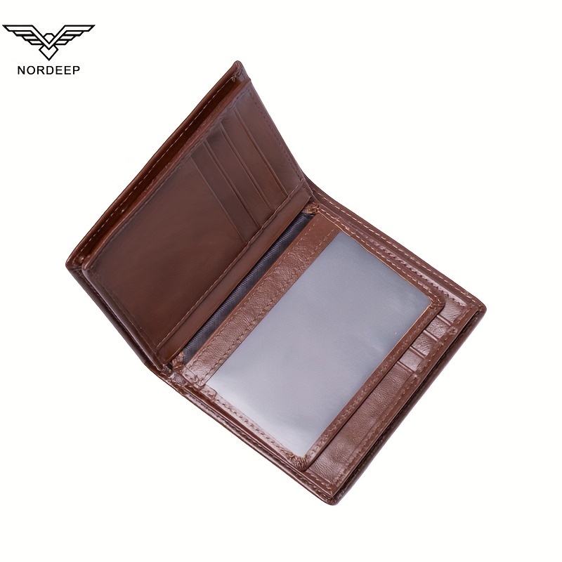 1pc Men's Nordeep Leather Wallet, With Extra-thick Three Fold Wallet, Top Layer Cowhide Retro Card Holder, Large Capacity Multi-function Multi-card Wallet. 