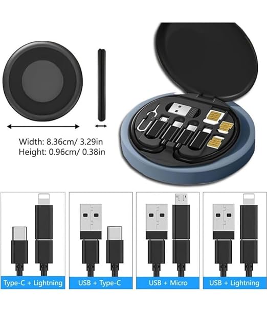 thriftkart Multi USB Adapter Case |All in One 60W USB Fast Charging Travel CableSet| USB C to USB Converter Kit | Micro Type C Cable for Data Transfer |Card Storage & Sim Slot with Tray Ejector Pin. 