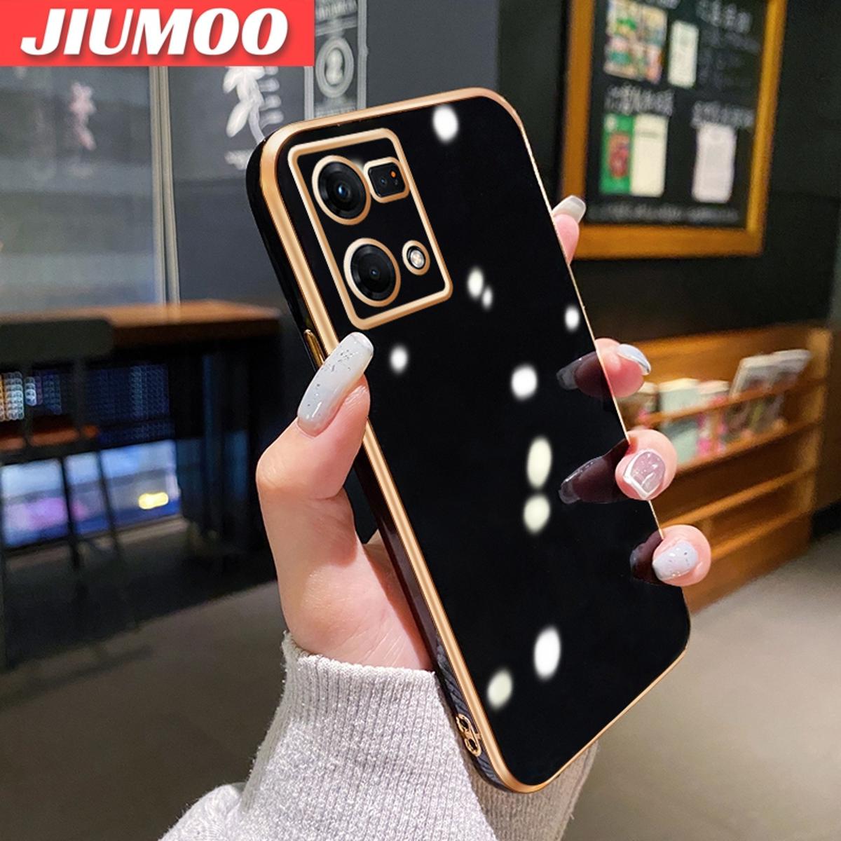 JIUMOO For OPPO Reno 7 4G F21 Pro 4G Case Macaron Color New Design Soft Silicone Square Phone Case Square Edge Pattern Luxury Plating Silicone Casing Full Cover Camera Shockproof Protection Case