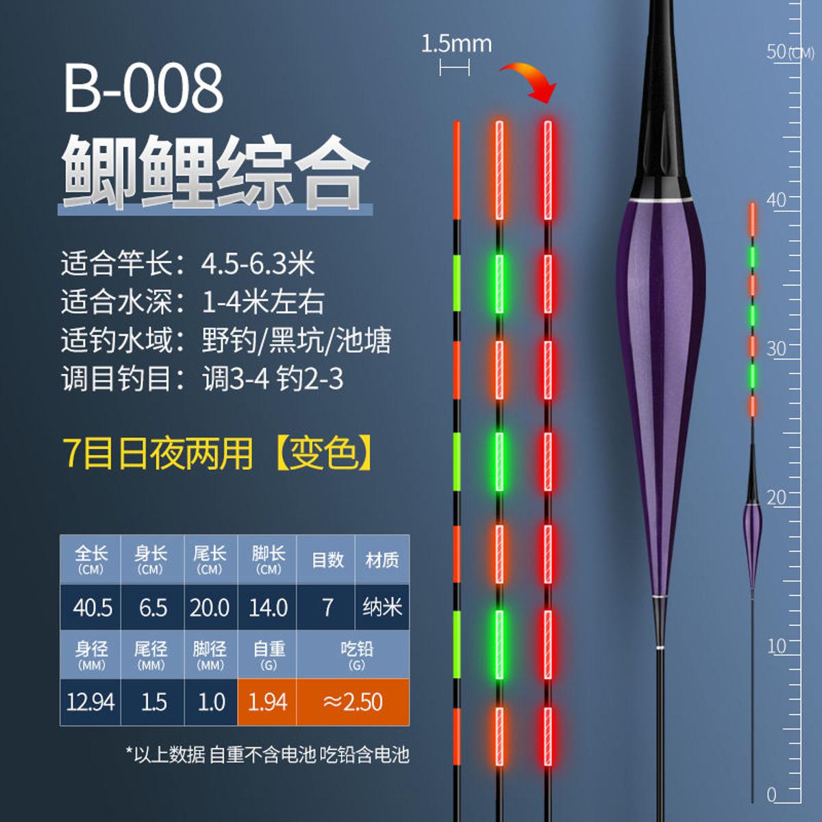 Super Bright Electronic Luminous Drift Bite Hook Color-Changing Float High Sensitive Eye-Catching Day and Night Dual-Use Fish Float Luminous Float Catfish Float Fish Float