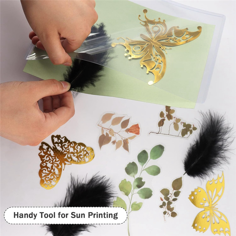 60 Sheets Sun Print Paper Cyanotype Paper Kit, A6 Sun Art Paper with 1 Plastic Tool for Sun Printing, Solar Paper. 